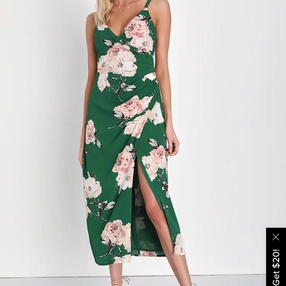 Lulus Dresses & Skirts - Lulus Green floral maxi dress with side  slit
